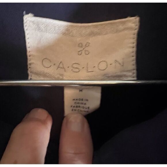 Nordstrom Caslon Jacket Size Medium Doleman Bell Arms Navy Outdoor Cozy Warm - Picture 3 of 5